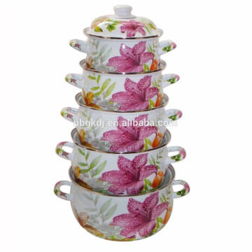 flower design enamel outdoor pots with full decal